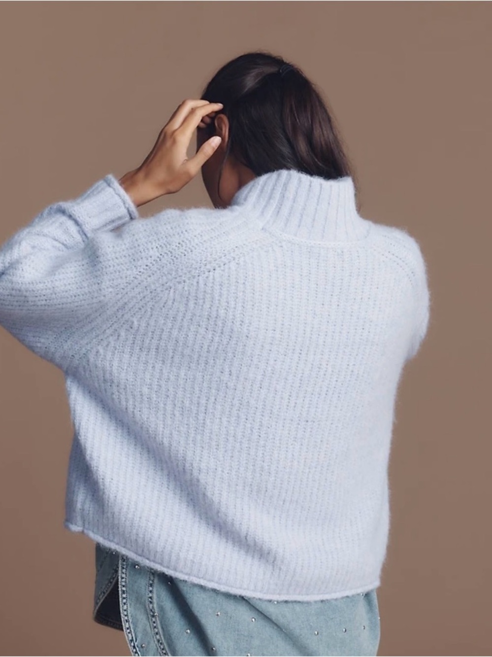 Anthropologie Pilcro The Dawn Mock Neck Chunky Knit Sweater Lilac 1X New - Picture 5 of 6